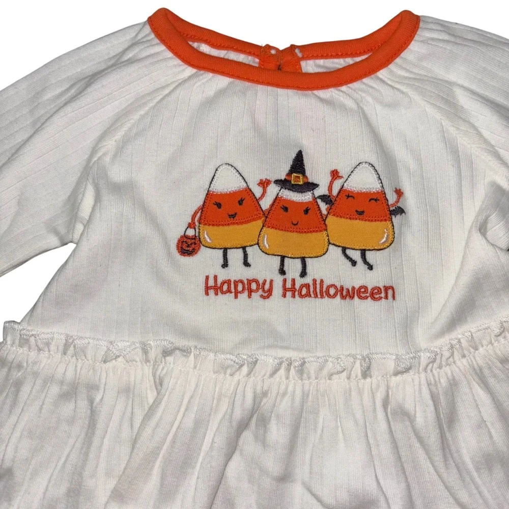 Little Me Baby Girl Halloween Outfit 3M 100% Cotton Candy Corn Leggings Headband
